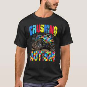 Kids Monster Truck Crushing Autism Autism Awarene T-Shirt