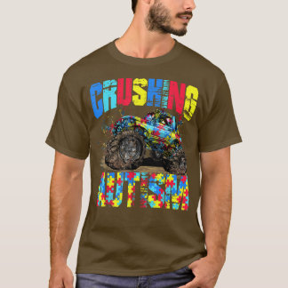 Kids Monster Truck Crushing Autism Shirt Autism Aw