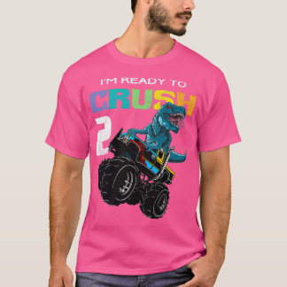 Kids Monster Truck Dinosaur 2nd Birthday Funny 2 T-Shirt