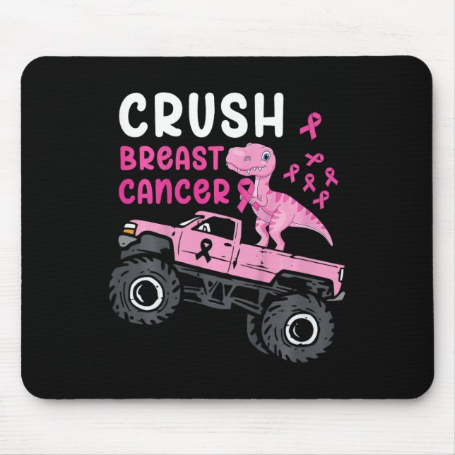 Kids Monster Truck Dinosaur Crush Breast Cancer Aw Mouse Mat (Front)