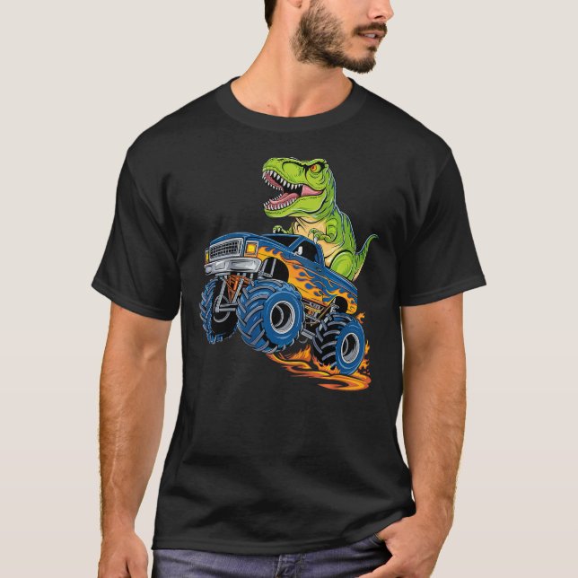 Kids Monster Truck Dinosaur T-Shirt (Front)