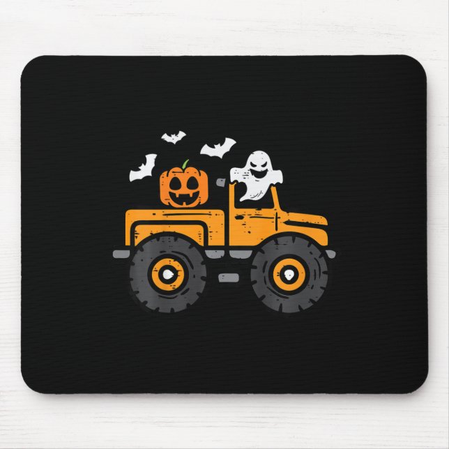 Kids Monster Truck Ghost Pumpkin Halloween Costume Mouse Mat (Front)