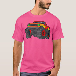 Kids Monster Truck Giant Vehicle Show Car Flames a T-Shirt