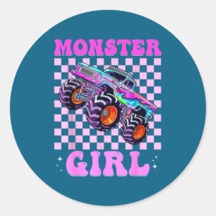 Kids Monster Truck Girl Nk Monster Trucks Lover Mo Classic Round Sticker