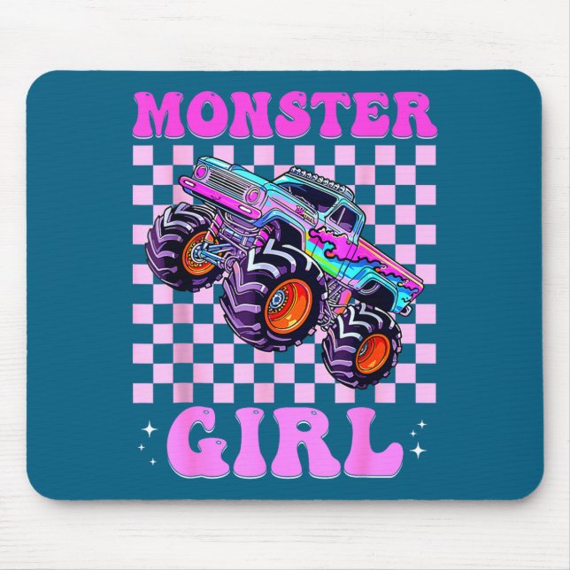 Kids Monster Truck Girl Nk Monster Trucks Lover Mo Mouse Mat (Front)
