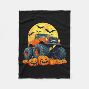 Kids Monster Truck Halloween Pumpkin Jack O Lanter Fleece Blanket