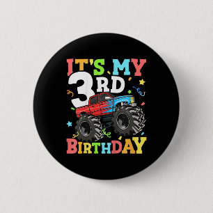 Kids Monster Truck Its My 3rd Birthday Boy 3 Three 6 Cm Round Badge
