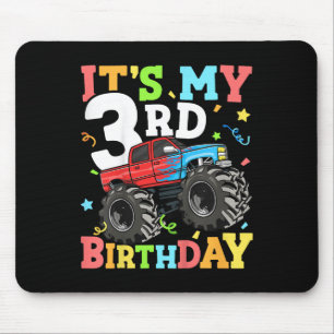 Kids Monster Truck Its My 3rd Birthday Boy 3 Three Mouse Mat