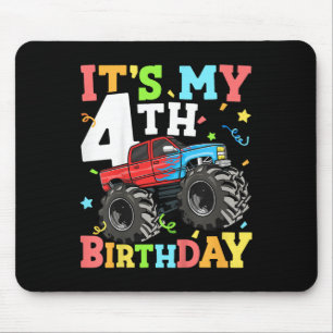 Kids Monster Truck Its My 4th Birthday Boy 4 Four Mouse Mat