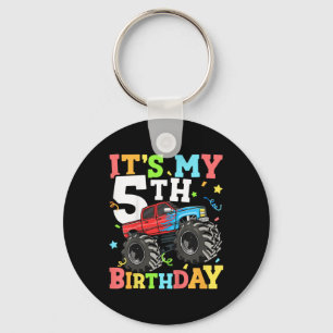 Kids Monster Truck Its My 5th Birthday Boy 5 Five  Key Ring