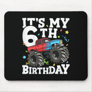 Kids Monster Truck Its My 6th Birthday Boy 6  Mouse Mat