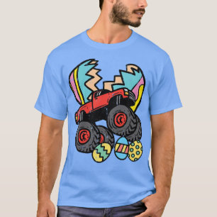 Kids Monster Truck Jump Crush Easter Eggs Cute Boy T-Shirt