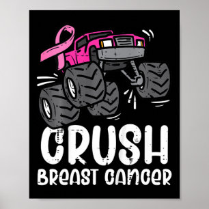 Kids Monster Truck Pink Breast Cancer Awareness Ki Poster