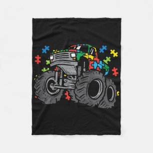 Kids Monster Truck Puzzles Cute Kids Autism Awaren Fleece Blanket