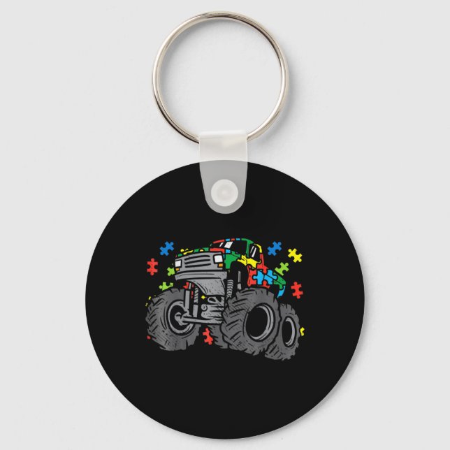 Kids Monster Truck Puzzles Cute Kids Autism Awaren Key Ring (Front)