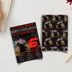 Kids Monster Truck Rally Birthday Party Invitation
