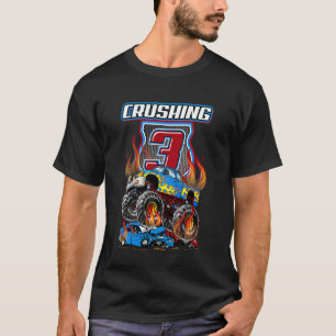 Kids Monster Trucks 3rd Birthday Party Crushing 3 T-Shirt