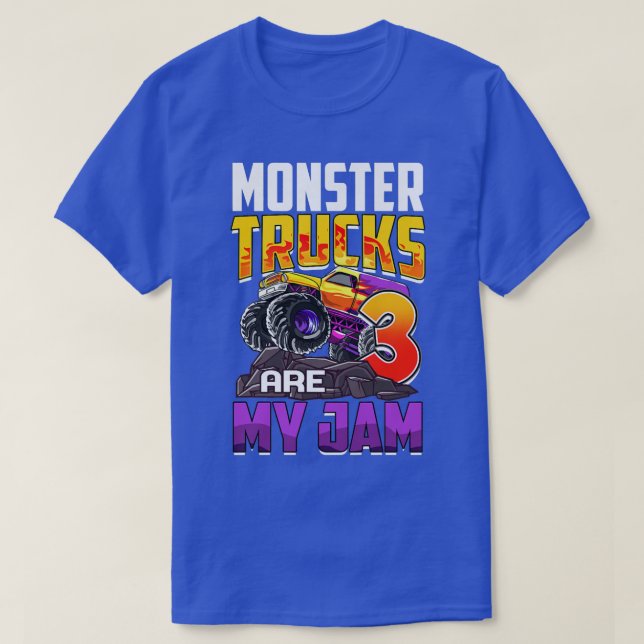 Kids Monster Trucks Are My Jam 3rd Birthday Monste T-Shirt (Design Front)