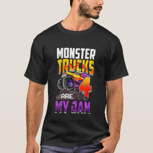 Kids Monster Trucks Are My Jam 4th Birthday Monste T-Shirt