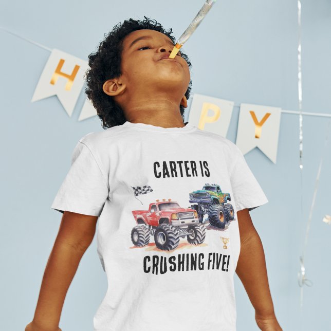 Kids Monster Trucks Birthday T-Shirt (Creator Uploaded)