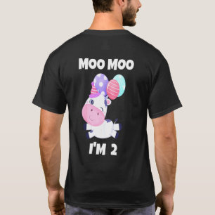 Kids Moo Moo Im Two Cow 2nd Birthday Cows Animals T-Shirt