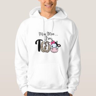 Kids Moo Moo I'm Two Cute Cow 2nd Birthday 2 Years Hoodie