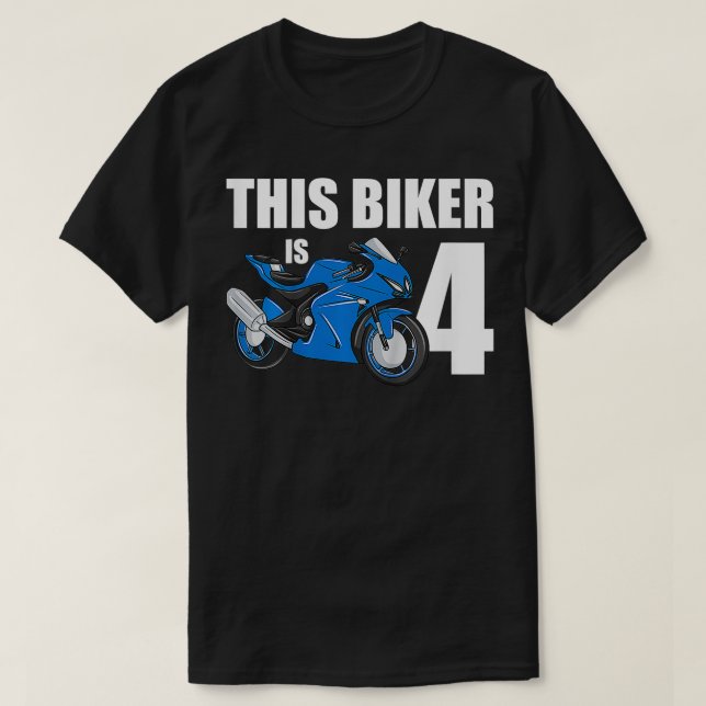 Kids Motorcycle 4th Birthday 4 Year Old Toddler Bo T-Shirt (Design Front)