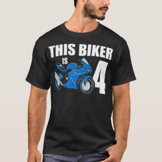Kids Motorcycle 4th Birthday 4 Year Old Toddler Bo T-Shirt