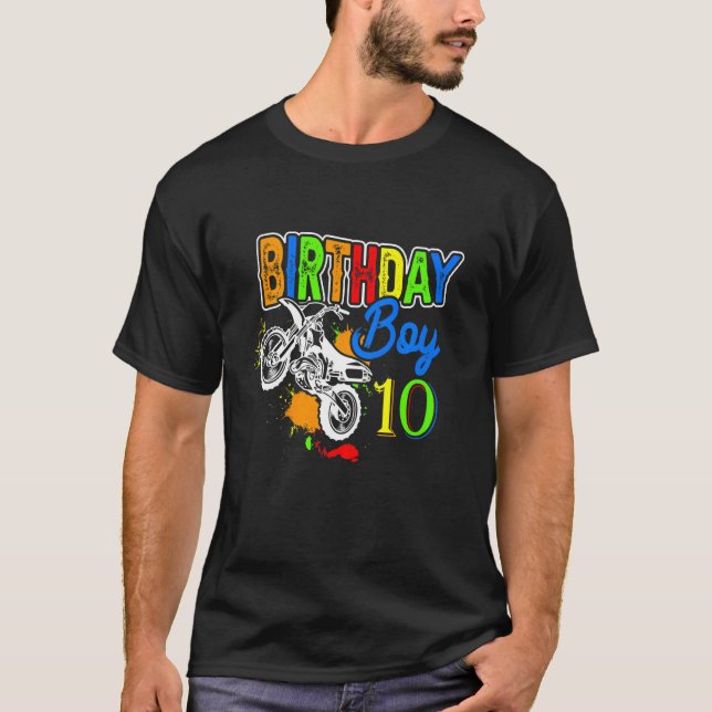 Kids Motorcycle Bike 10th Ten Bday Boys 10 Years B T-Shirt (Front)