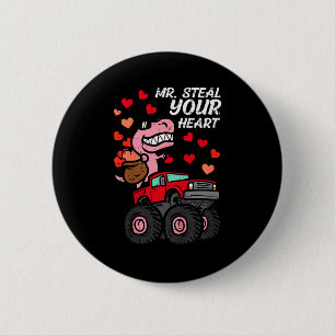 Kids Mr Steal Your Heart Monster Truck Valentines 6 Cm Round Badge