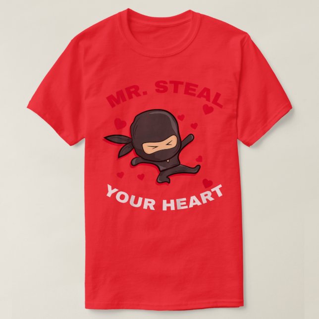 Kids Mr Steal Your Heart Toddler Ninja Valentines  T-Shirt (Design Front)