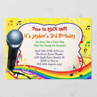 Kids Music / Singing / Karaoke Colourful Invitatio Invitation