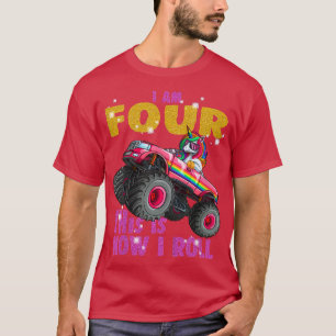 Kids My 4th Birthday Present is Unicorn Monster Tr T-Shirt