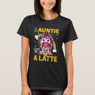 Kids My Auntie Loves Me A Latte Aunt Art For Niece T-Shirt
