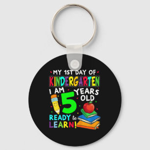 Kids My First Day Of Kindergarten And I'm 5 Kids K Key Ring