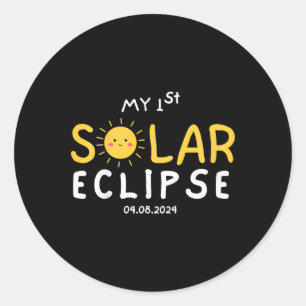 Kids My First Solar Eclipse 2024 Funny Kids Boys G Classic Round Sticker