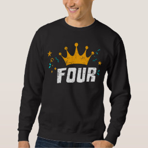 Kids My Fourth Birthday With Crown And I´m Four Ye Sweatshirt