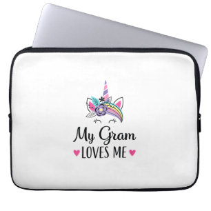 Kids My Gram Loves Me Unicorn Granddaughter T-Shir Laptop Sleeve
