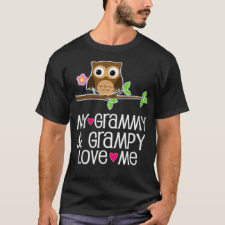 Kids My Grammy and Grampy Love Me Owl  T-Shirt