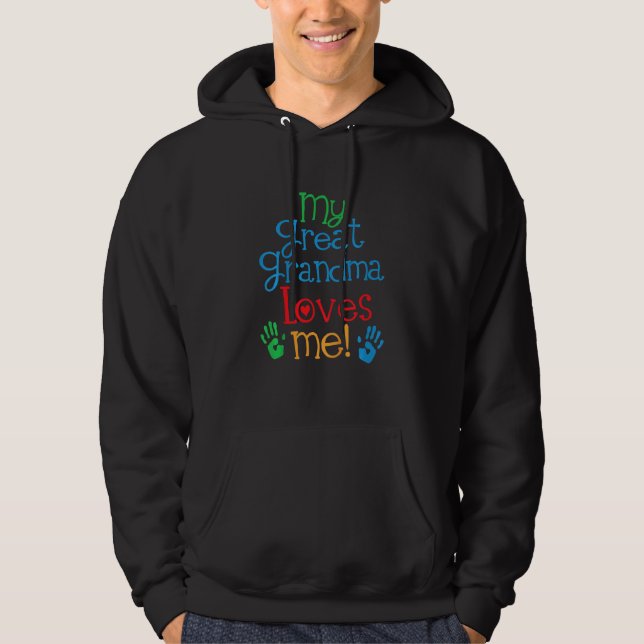 Kids My Great Grandma Loves Me Grandson Hoodie (Front)