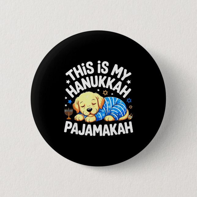 Kids My Hanukkah Pajamas Pajamakah Puppy Hanukkah  6 Cm Round Badge (Front)
