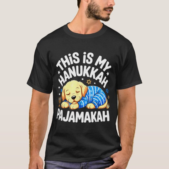 Kids My Hanukkah Pajamas Pajamakah Puppy Hanukkah  T-Shirt (Front)