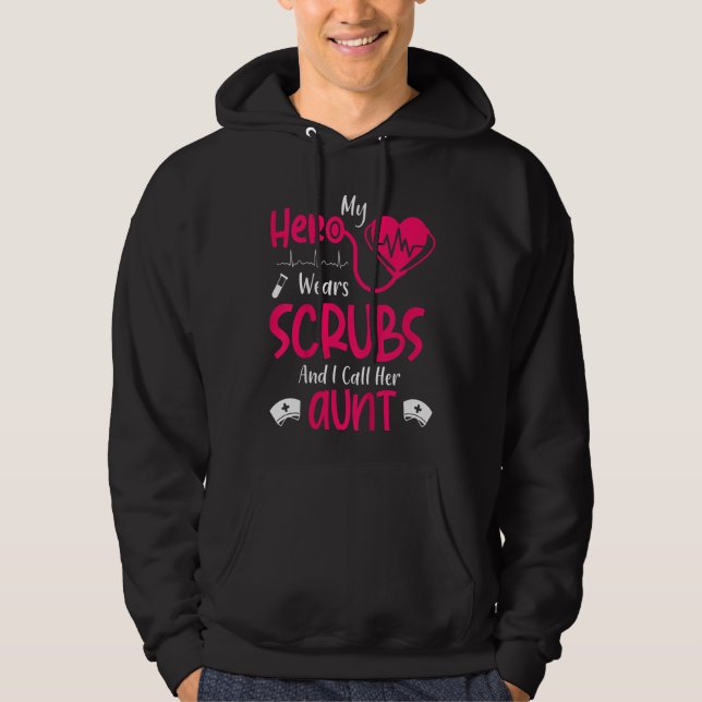 Kids My Hero Wears Scrubs I Call Her Aunt Son Daug Hoodie (Front)