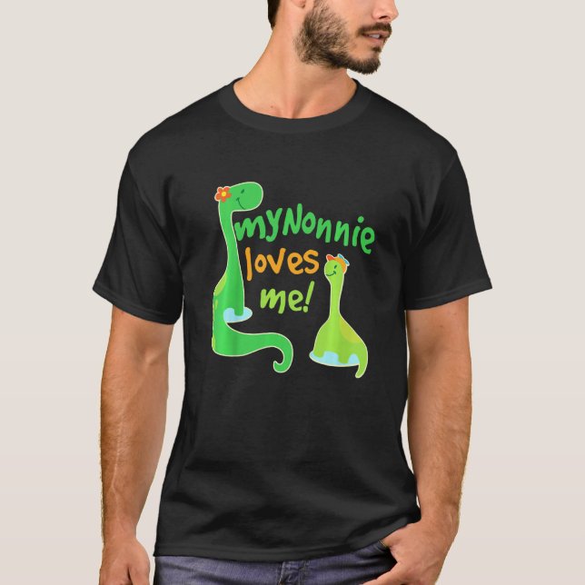 Kids My Nonnie Loves Me Grandson Dinosaur T-Shirt (Front)