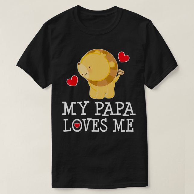 Kids My Papa Loves Me Lion Grandson  T-Shirt (Design Front)