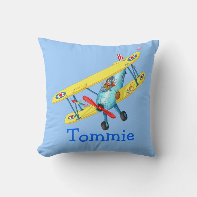 Kids name airplane - Customized pillow (Front)