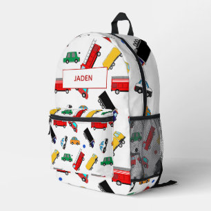 Kids Name Backpack Car Race Back To School