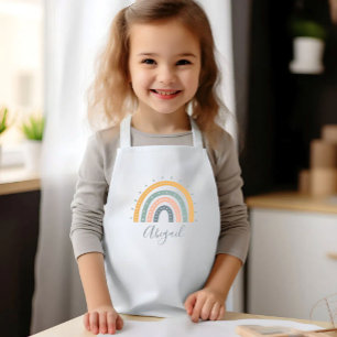 Kids Name Boho Pastel Earth Tones Apron