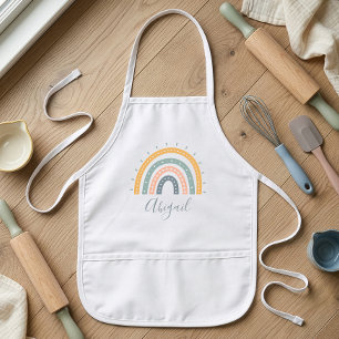 Kids Name Boho Pastel Earth Tones Apron
