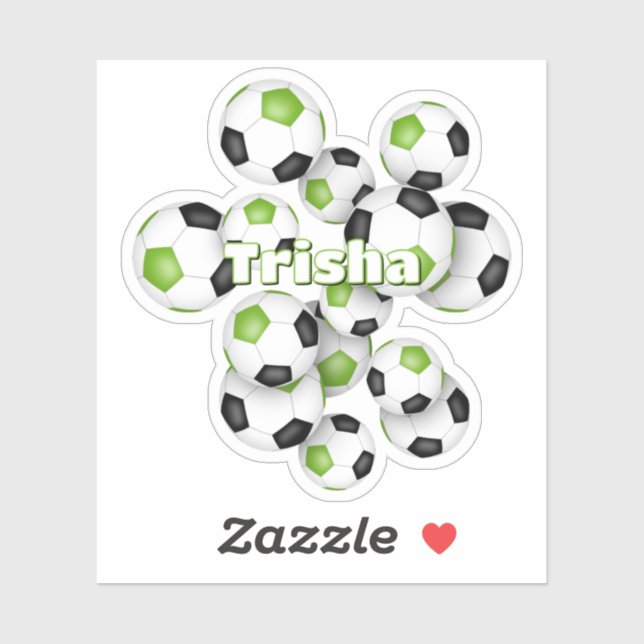 kids name bright green black soccer balls (Sheet)